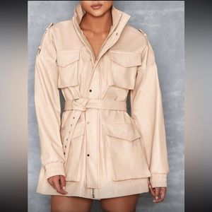Vegan leather tan jacket